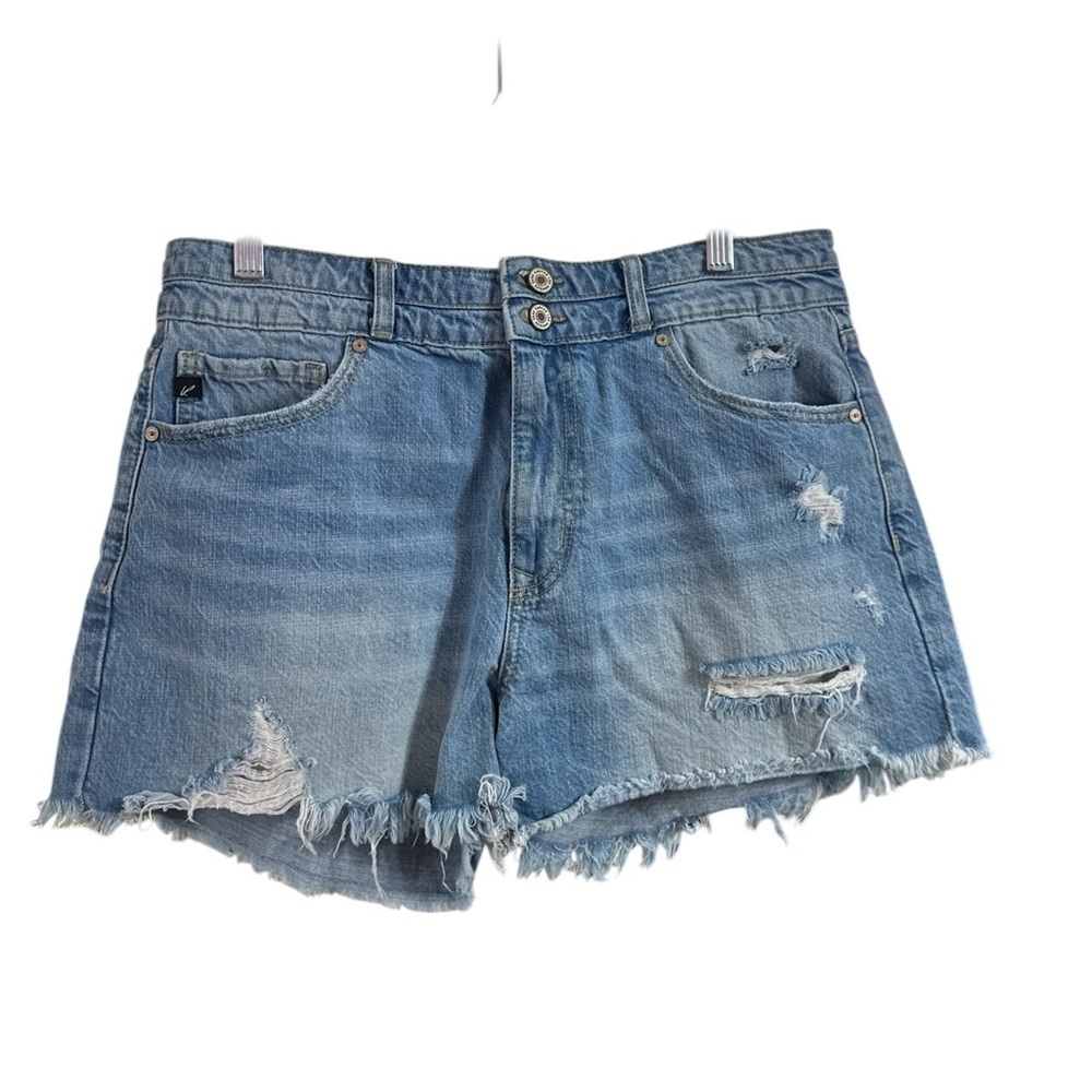 Kancan High Rise Distressed Cutoff Denim Shorts 100% Cotton Sz 13/30 KC8560NL